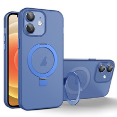 For iPhone 12 MagSafe Holder PC Hybrid TPU Phone Case(Blue)