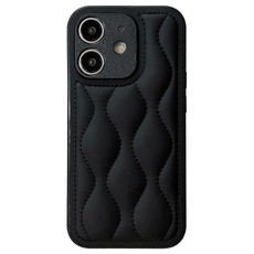 For iPhone 12 Fine Hole 8-shaped Texture Eiderdown Airbag Phone Case(Black)