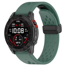 For Garmin Epix Gen2 / Epix Pro Gen2 47mm Holes Magnetic Folding Buckle Silicone Watch Band(Dark Green)