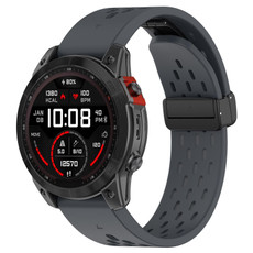 For Garmin Epix Gen2 / Epix Pro Gen2 47mm Holes Magnetic Folding Buckle Silicone Watch Band(Dark Gray)
