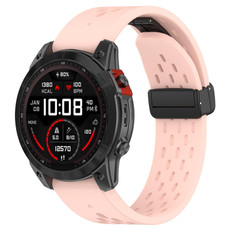 For Garmin Epix Gen2 / Epix Pro Gen2 47mm Holes Magnetic Folding Buckle Silicone Watch Band(Pink)