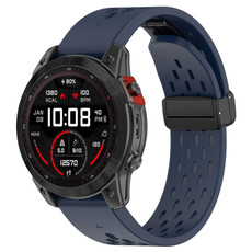 For Garmin Epix Gen2 / Epix Pro Gen2 47mm Holes Magnetic Folding Buckle Silicone Watch Band(Midnight)