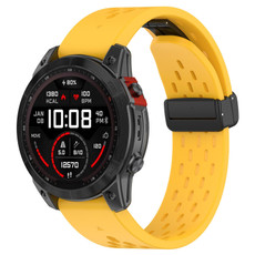 For Garmin Epix Gen2 / Epix Pro Gen2 47mm Holes Magnetic Folding Buckle Silicone Watch Band(Yellow)