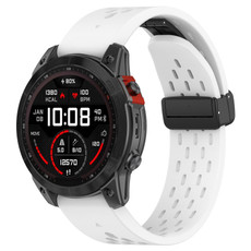 For Garmin Epix Gen2 / Epix Pro Gen2 47mm Holes Magnetic Folding Buckle Silicone Watch Band(White)
