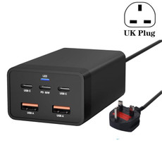 GAN 125W PD65W Dual Type-C + QC3.0 USB Multi Compatible Notebook Adapter UK Plug