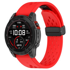 For Garmin Epix Gen2 / Epix Pro Gen2 47mm Holes Magnetic Folding Buckle Silicone Watch Band(Red)