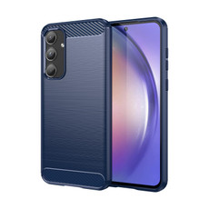 For Samsung Galaxy A55 Brushed Texture Carbon Fiber TPU Phone Case(Blue)