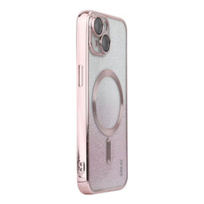 For iPhone 14 Plus ENKAY Hat-Prince Magnetic Glitter Plated Shockproof Phone Case with Lens Film(Pink)