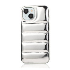 For iPhone 12 Laser Aurora Down Jacket All-inclusive Phone Case(Silver)