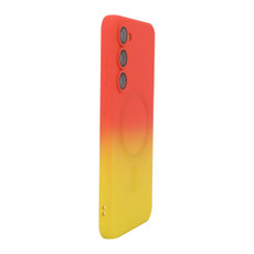For Samsung Galaxy S24 5G ENKAY Hat-Prince MagSafe Rainbow Gradient Silicone Phone Case with Lens Film(Orange Yellow)
