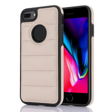 For iPhone 8 Plus / 7 Plus Piano Key Hollow Cutout PU Phone Case(Apricot)