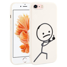 For iPhone 6s / 6 Stickman Pattern Liquid Silicone Phone Case(White)