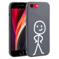 For iPhone SE 2022 / SE 2020 Stickman Pattern Liquid Silicone Phone Case(Black)