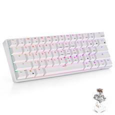 RK61 61 Keys Bluetooth / 2.4G Wireless / USB Wired Three Modes Brown Switch Tablet Mobile Gaming Mechanical Keyboard with RGB Backlight, Cable Length: 1.5m (White)