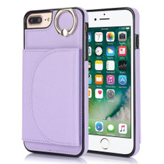 For iPhone 7 Plus / 8 Plus YM006 Ring Holder Card Bag Skin Feel Phone Case(Purple)