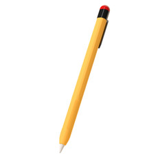 For Apple Pencil 2 Pen Clip Silicone Stylus Pen Protective Case(Yellow)