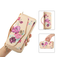 For iPhone 14 Pro Max MagSafe Flower Multi-functional Crossbody Zipper Wallet Leather Phone Case(Yellow)
