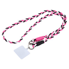 Universal Phone Three Strand Long Lanyard(Black White Rose Red)