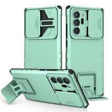 For Samsung Galaxy Note20 Ultra Stereoscopic Holder Sliding Camshield Phone Case(Light Blue)