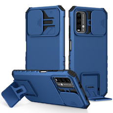 For Xiaomi Poco M3 / Redmi Note 9 4G Stereoscopic Holder Sliding Camshield Phone Case(Blue)