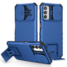 For Samsung Galaxy A13 Stereoscopic Holder Sliding Camshield Phone Case(Blue)