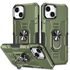 For iPhone 14 Ring Holder Armor Hybrid Phone Case (Green)