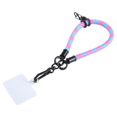 Universal Mobile Phone Pattern Short Wrist Lanyard(Rose Red Blue)