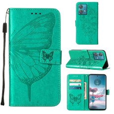 For Motorola Edge 40 Neo Embossed Butterfly Leather Phone Case(Green)