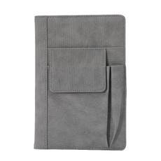 A5 Imitation Fabric PU Leather Notebook Notepad Multi-pocket Journal Planner(Grey)