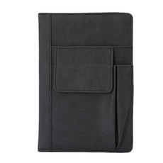 A5 Imitation Fabric PU Leather Notebook Notepad Multi-pocket Journal Planner(Black)