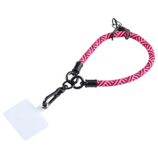 Universal Phone Diagonal Pattern Short Wrist Lanyard(Rose Red)