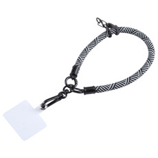 Universal Phone Diagonal Pattern Short Wrist Lanyard(Black Grey)