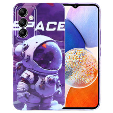 For Samsung Galaxy A14 5G Painted Pattern Precise Hole PC Phone Case(Purple Astronaut)