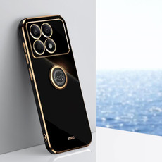 For Xiaomi Redmi K70 XINLI Straight Edge 6D Electroplate TPU Phone Case with Ring Holder(Black)