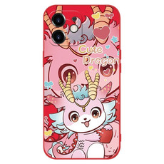 For iPhone 11 New Year Red Silicone Shockproof Phone Case(Cute Pink Dragon)