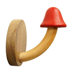 Wooden Mushroom Shape Punch-Free Coat Hook Home Decoration Storage Hook, Color: Red Tip