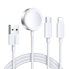 JOYROOM S-IW008 3 in 1 USB to 8 Pin + USB-C/Type-C + Magnetic Watch Wireless Charging Data Cable, Length: 1.2m(White)