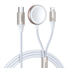 JOYROOM S-IW012 2 in 1 USB to 8 Pin + Magnetic Watch Wireless Charging Data Cable, Cable Length: 1.5m(White)