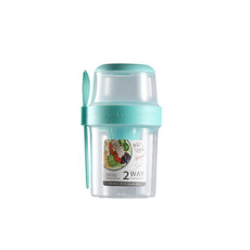 Salad Meal Shaker Cup Portable Fruit and Vegetable Container with Fork Dressing Box, Size: Small Blue