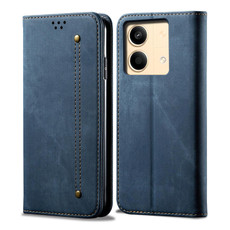 For Xiaomi Redmi Note 13R Pro Denim Texture Casual Style Horizontal Flip Leather Case(Blue)