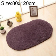 Faux Fur Rug Anti-slip Solid Bath Carpet Kids Room Door Mats Oval  Bedroom Living Room Rugs, Size:80x120cm(Gray Purple)
