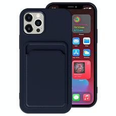 For iPhone 11 TPU + Flannel Lining Shockproof  Case with Card Slots (Blue)