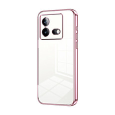 For vivo iQOO Neo8 / Neo8 Pro Transparent Plating Fine Hole Phone Case(Pink)