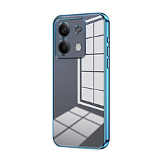 For Xiaomi Redmi Note 13 Transparent Plating Fine Hole Phone Case(Blue)