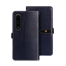 For Sony Xperia 1 V idewei Crocodile Texture Leather Phone Case(Dark Blue)