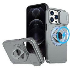 For iPhone 12 Pro Camshield MagSafe Ring Holder Armor Phone Case(Titanium Grey)