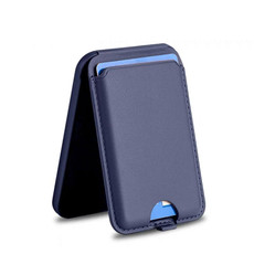 For IPhone 15 / 14 / 13 Magnetic Wallet Card Holder With Adjustable Stand(Blue)