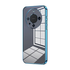 For Huawei Mate 60 Pro / 60 Pro+ Transparent Plating Fine Hole Phone Case(Blue) For Huawei Mate 60 Pro / 60 Pro+ Transparent Plating Fine Hole Phone Case(Blue)