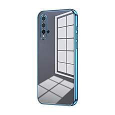 For Huawei nova 5 Transparent Plating Fine Hole Phone Case(Blue)