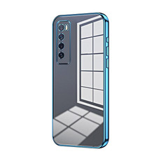 For Huawei nova 7 Transparent Plating Fine Hole Phone Case(Blue)
